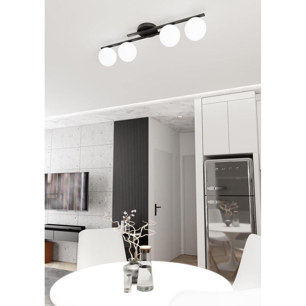 Emibig Kairo 4 Light White Shade Black Ceiling Lamp Image 5