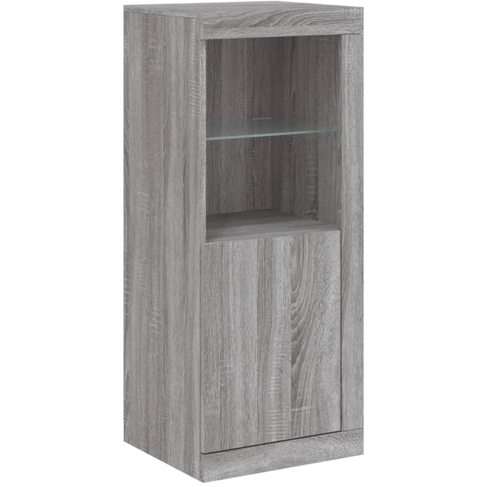 vidaXL 2 Door 12 Shelf Grey Sonoma Wooden Sideboard with LED Lights 3 Piece Image 5