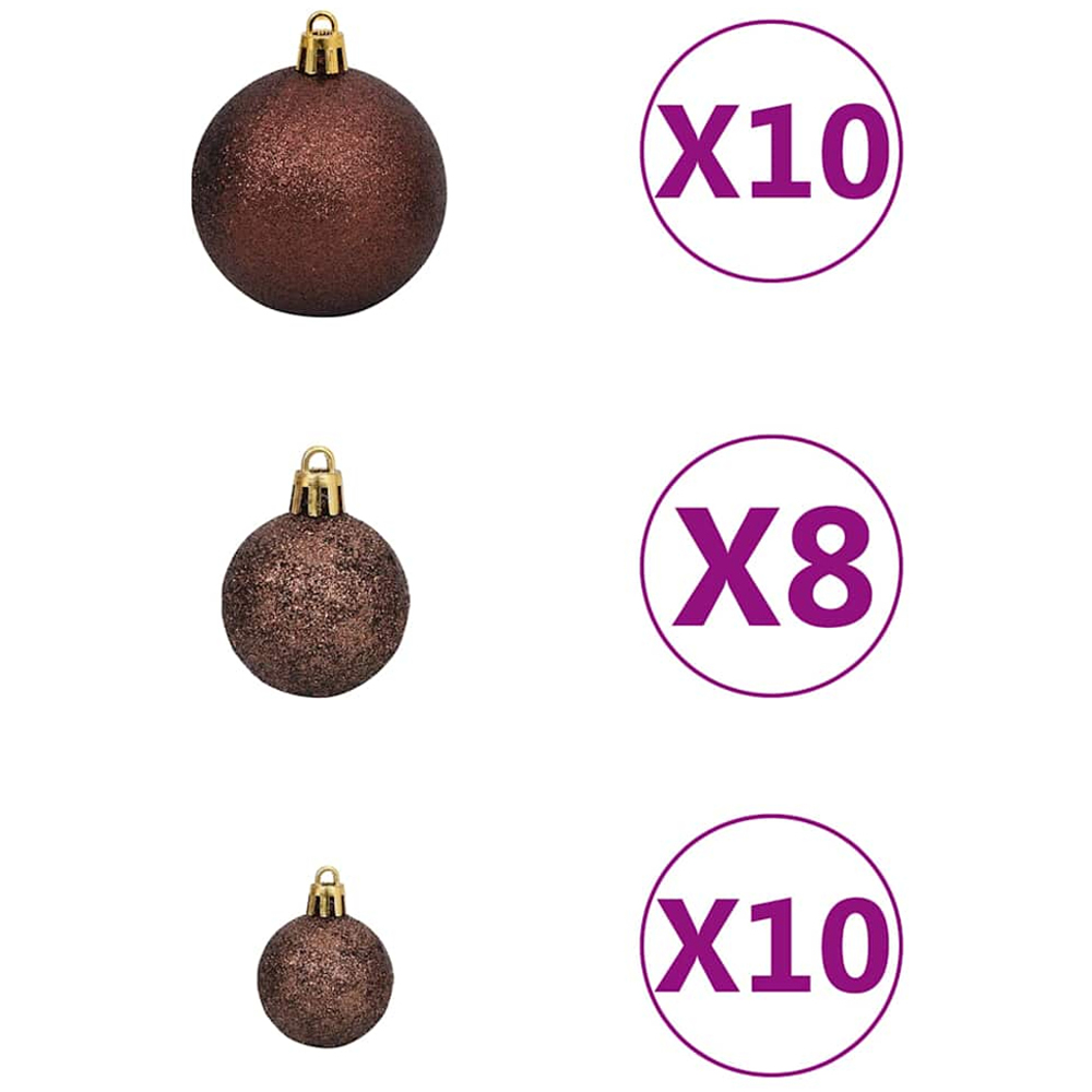 vidaXL Green Artificial Christmas Tree with LEDs Bronze Gold Decoration Ornaments 7ft Image 9