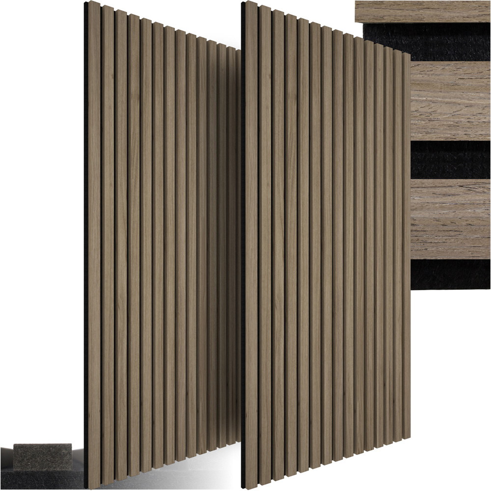 tectake Dark Oak Acoustic Wall Panel Image 3