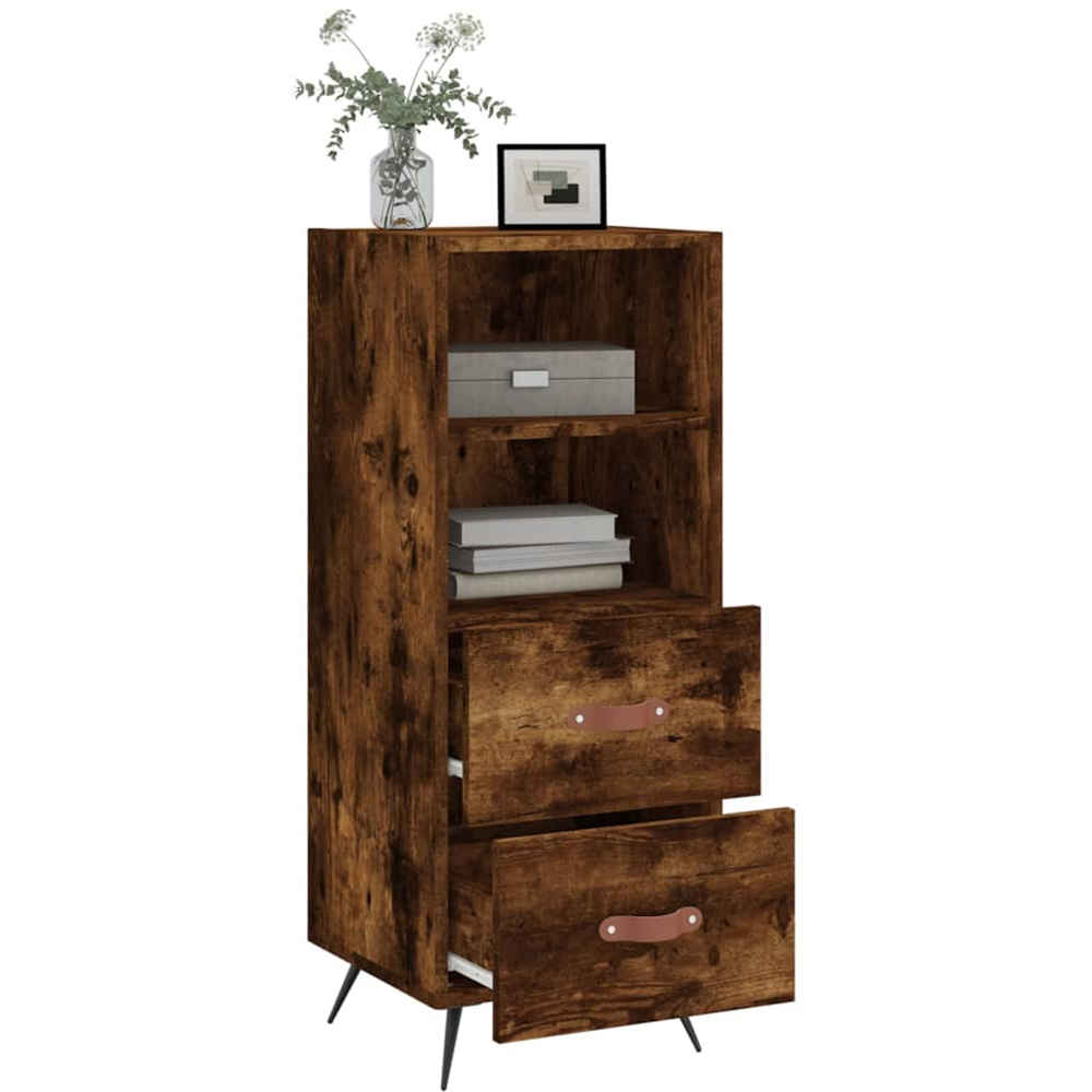 vidaXL 2 Drawer 2 Shelf Smoked Oak Sideboard Image 4