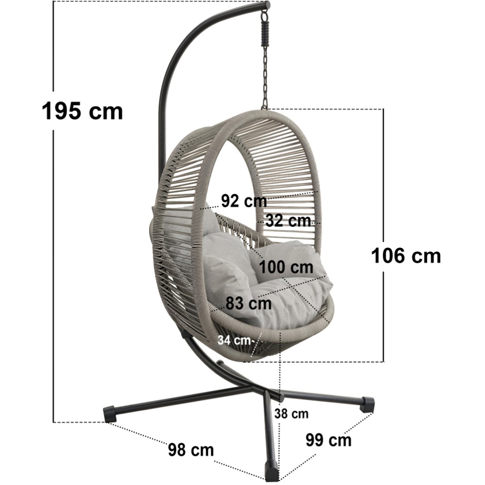 SOLACE+CO Lana Light Grey Garden Swing Chair Image 4