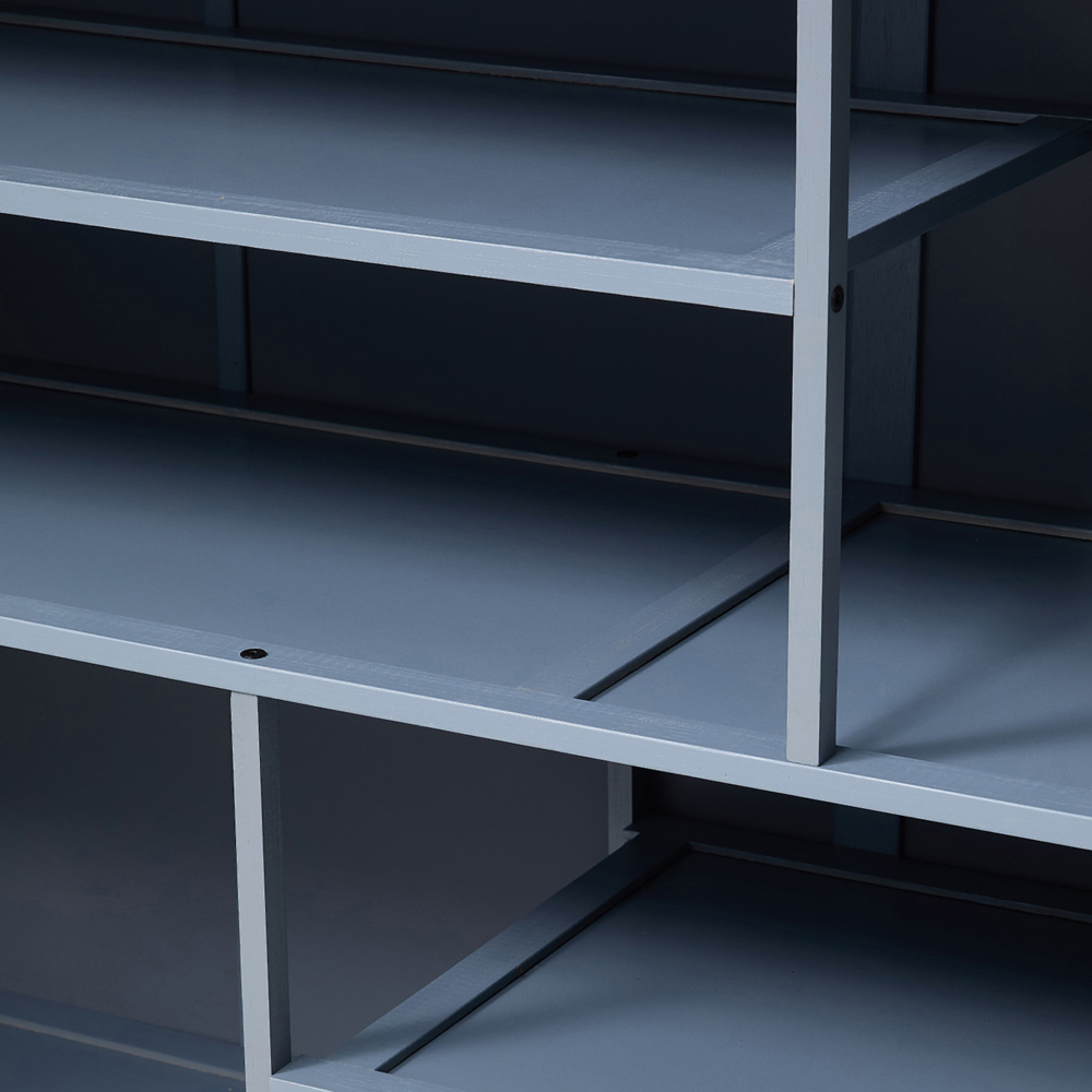 Living and Home 4 Door Blue Grey Bamboo Shoe Cabinet Image 5