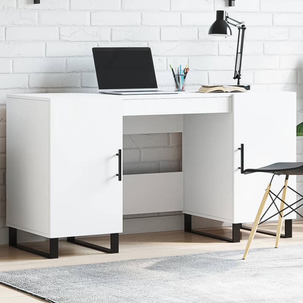 vidaXL 2 Door Computer Desk White Image 1