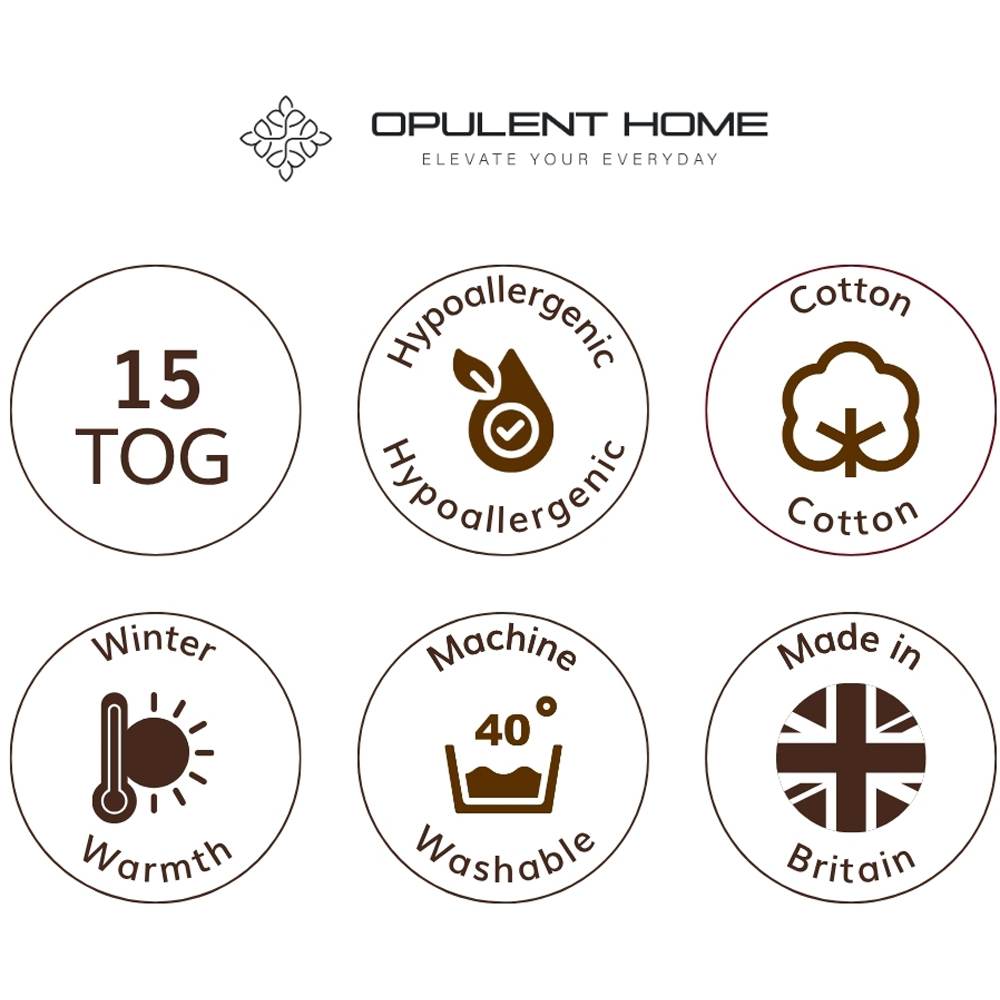 Opulent Home King Size White Extra Warm Winter Cotton Duvet 15 Tog Image 9