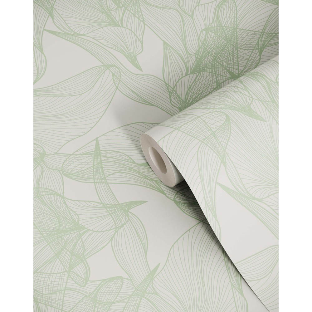 Bobbi Beck Eco Luxury Abstract Line Floral Green Wallpaper Image 2