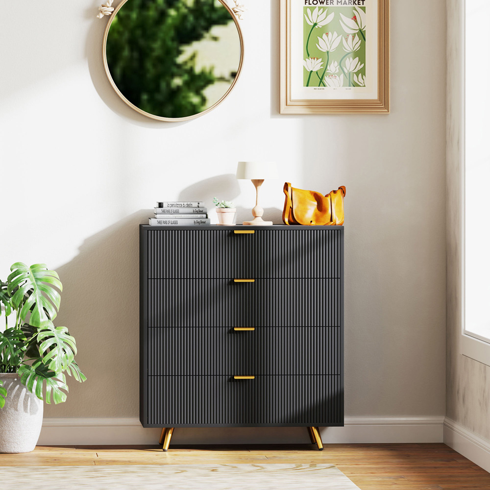 Portland 4 Drawer Black Chest of Drawers Image 5