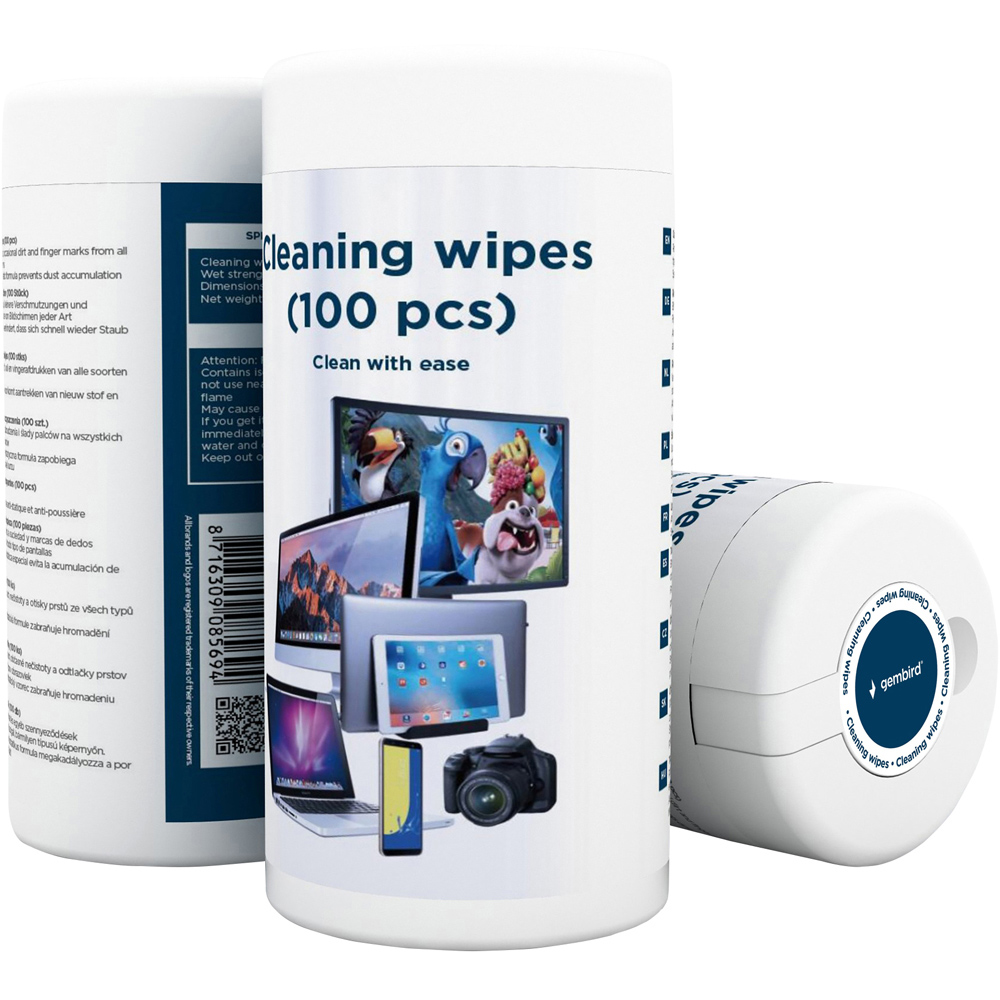 Gembird Wet Screen Cleaning Wipes 100 Pack Image 2