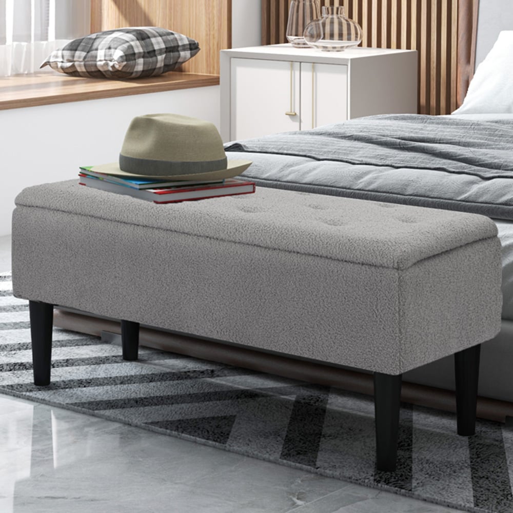 HOMCOM Grey Bed End Ottoman Bench Image 1