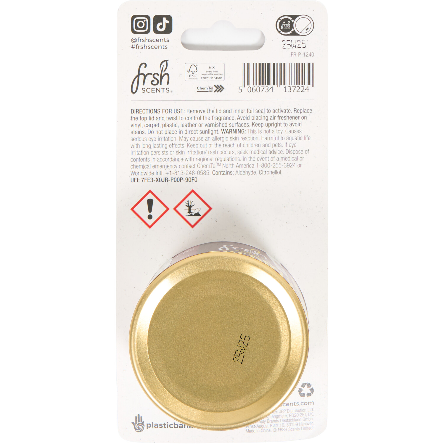 Frsh Scents Air Freshener Tin Raspberry and Vanilla Image 2