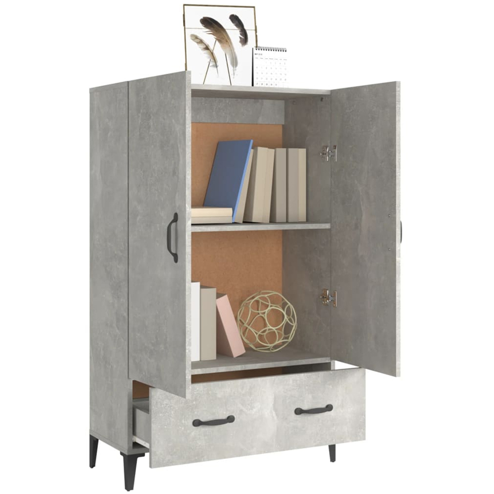 vidaXL 2 Door Single Drawer Concrete Grey Highboard Image 4