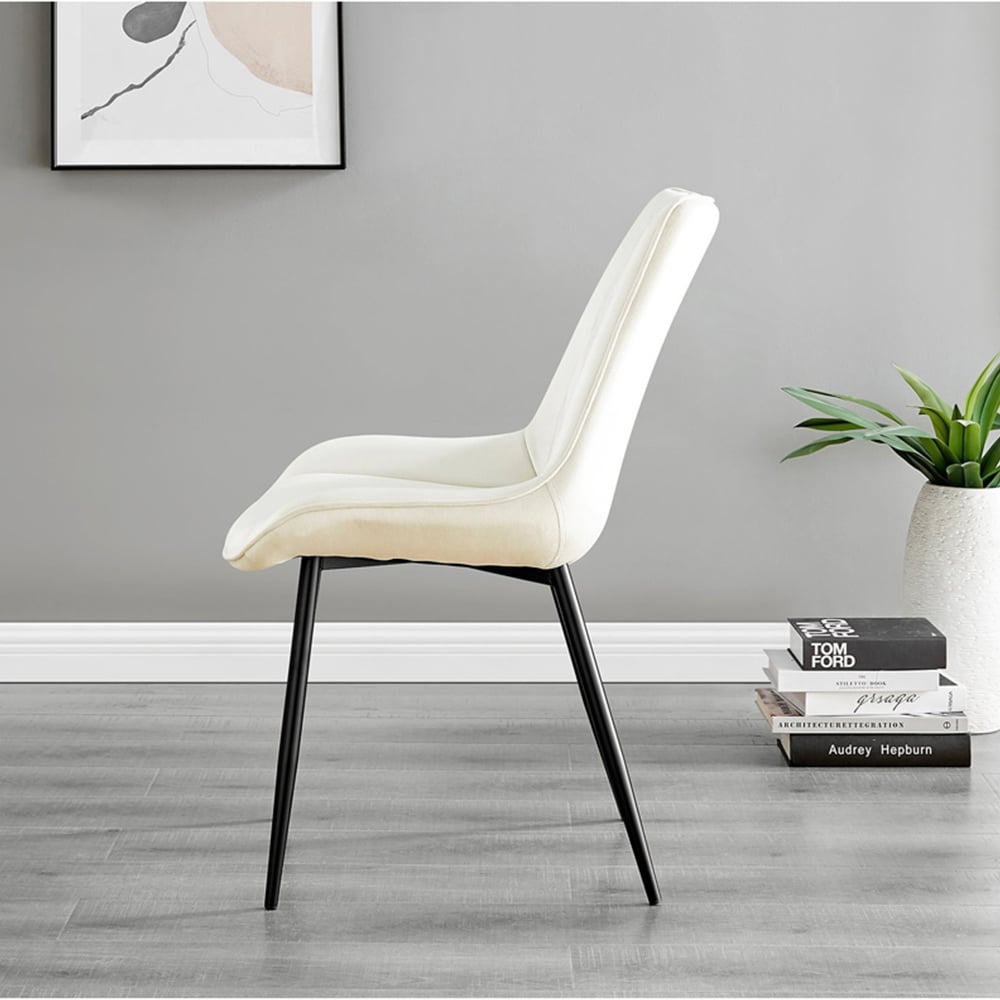 Furniturebox Arona Cesano Marble Effect 4 Seater Dining Set White Black and Cream Image 4