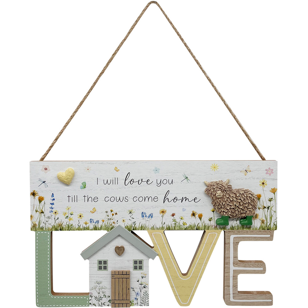 Highland Cow Hanging Love Sign Image 1