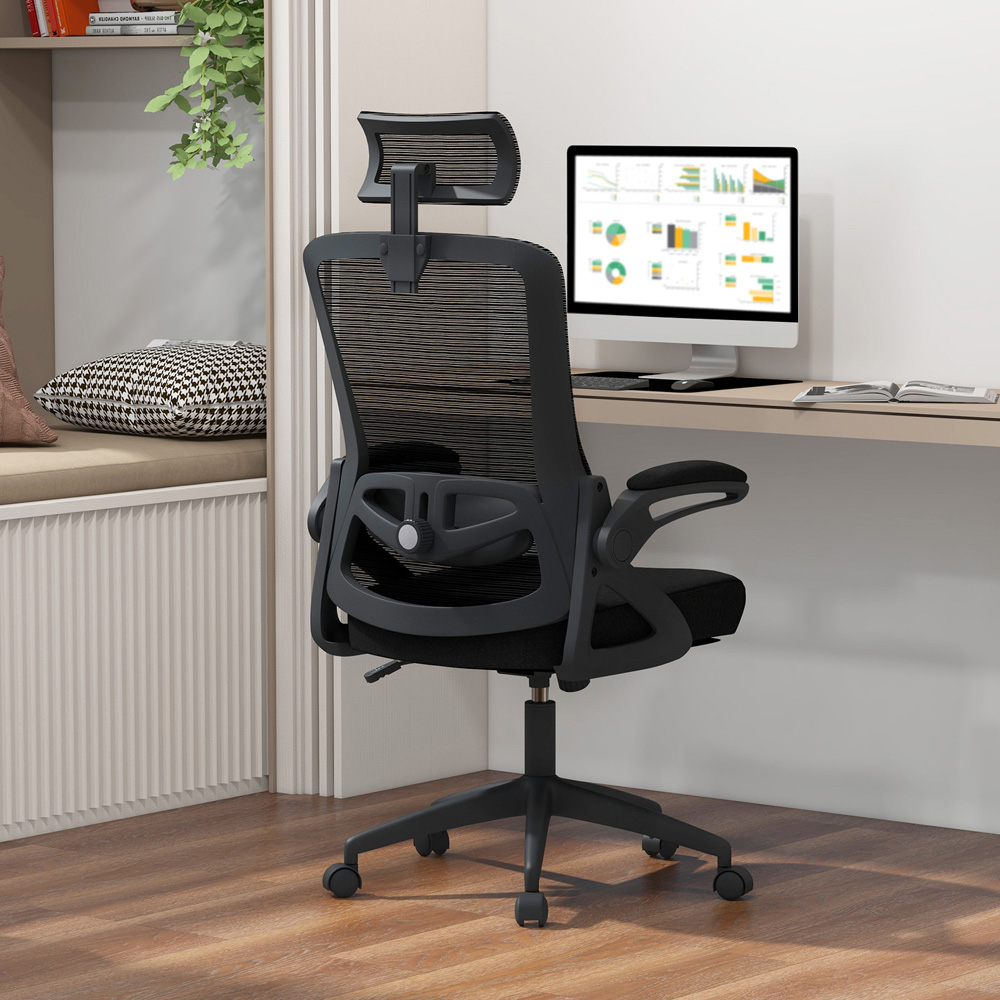 Costway Black Ergonomic Office Chair with Adjustable Lumbar Support Image 3