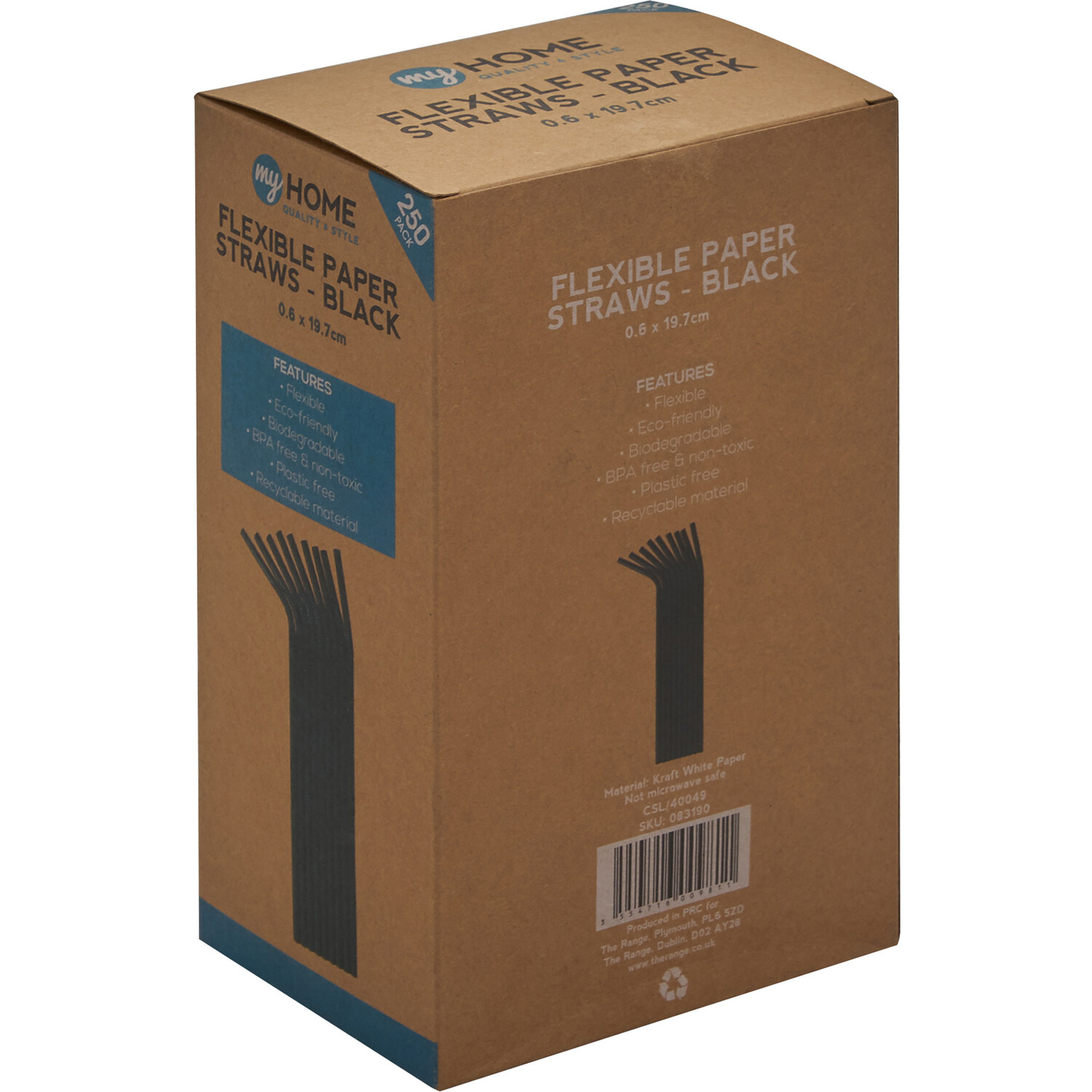 Pack of 250 Flexible Paper Straws - Black Image 3