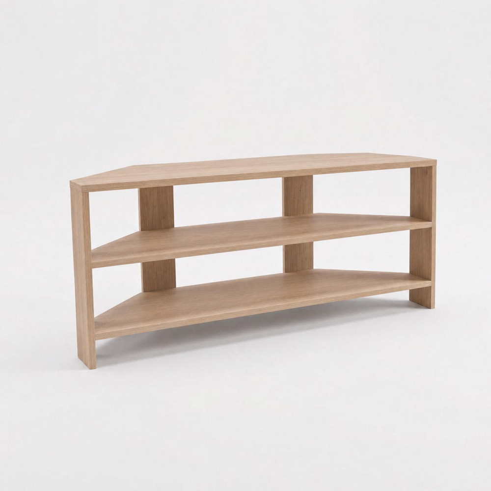 FWStyle Promo 2 Shelf Oak Corner TV Unit Image 4