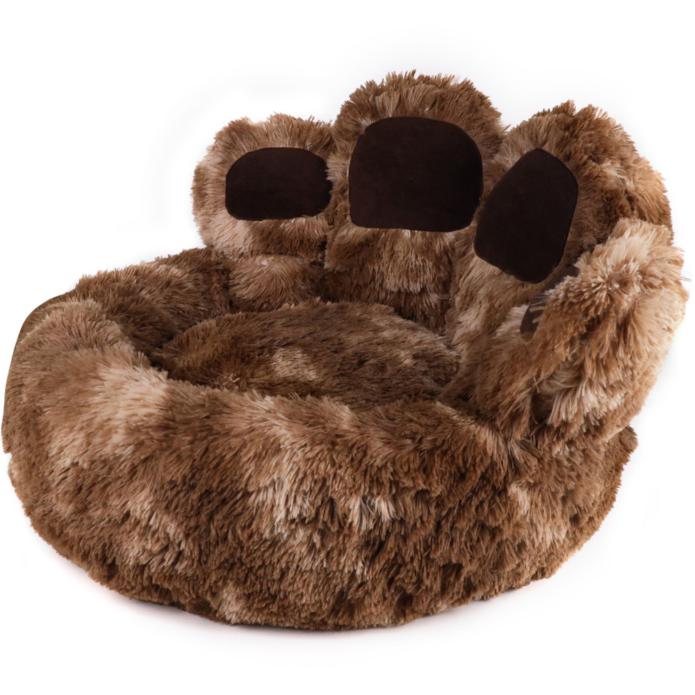 Snug & Cosy Medium Paws Donut Brown Dog Bed Image 1