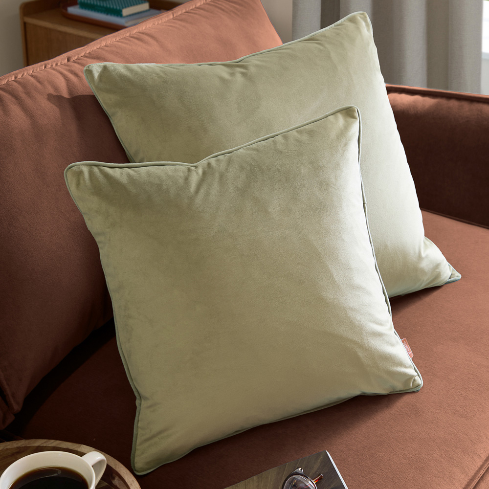 Furn Meridian Sage Green Velvet Cushion 55 x 55cm Image 4