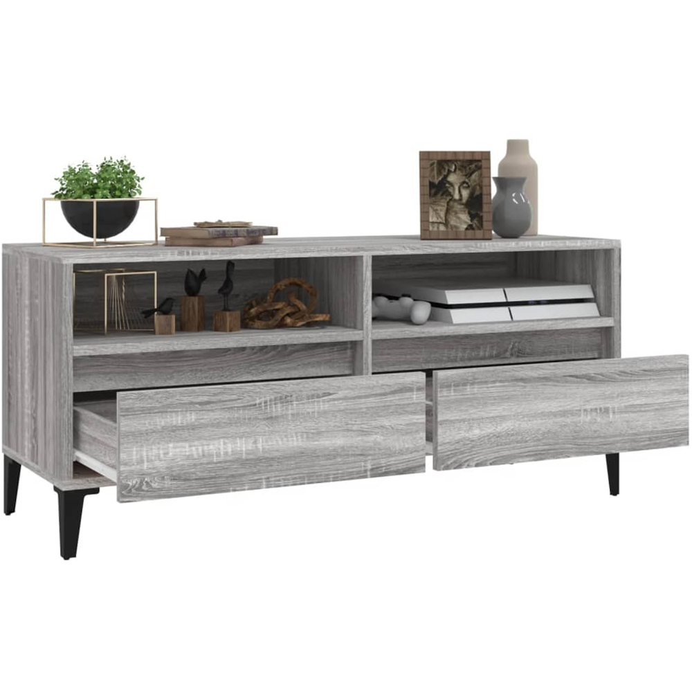 vidaXL 2 Drawer 2 Shelf Grey Sonoma TV Cabinet Image 5