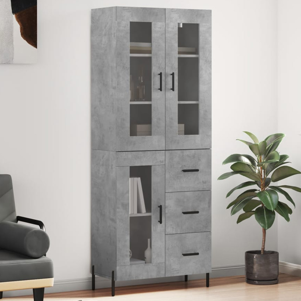 vidaXL 3 Door 3 Drawer Concrete Grey Highboard Image 1