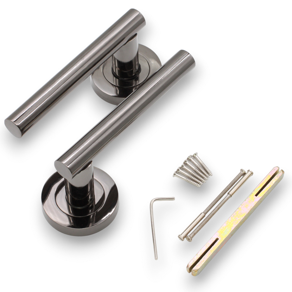 Spira Brass Jura Black Nickel Lever Door Handle 2 Pack Image 4