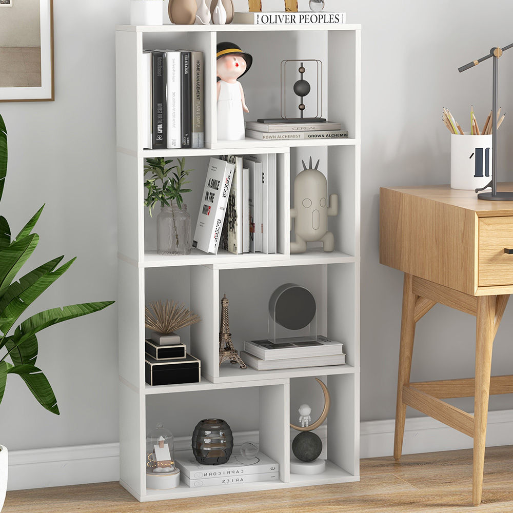 Costway 8 Cube White Geometric Bookshelf Image 1