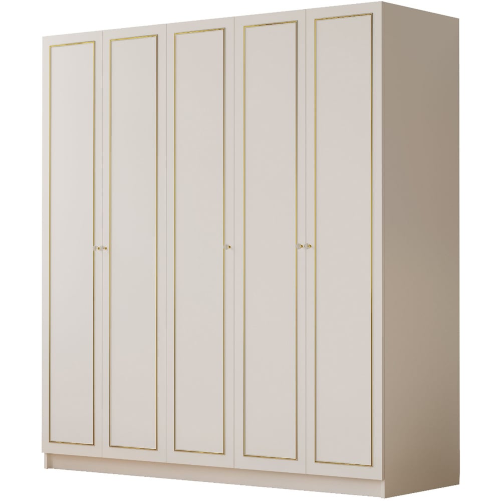 Evu MARIE XL 5 Door Gold and White Wardrobe Image 2