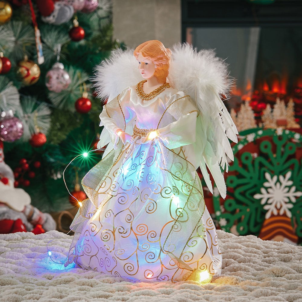 Living and Home Off White LED Angel Christmas Tree Topper Image 6