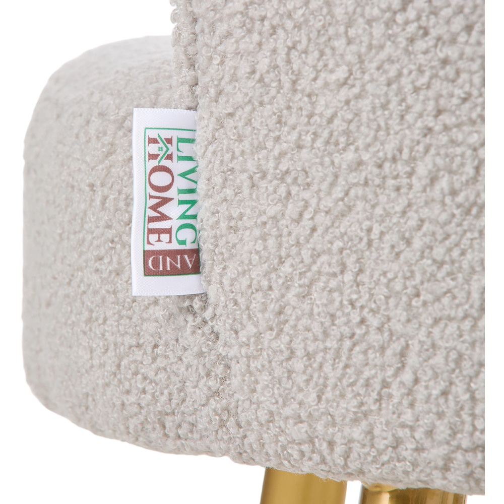 Living and Home Grey Teddy Fleece Button Tufted Vanity Stool Image 3
