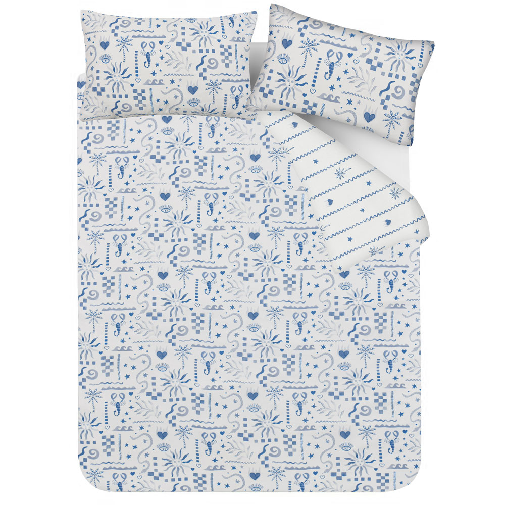 Smart Living King Size Blue Holiday Postcard Duvet Set Image 4
