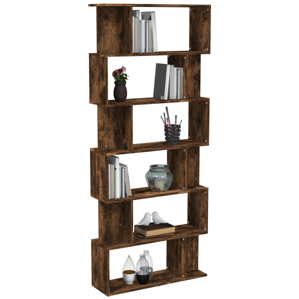 vidaXL 12 Shelf Smoked Oak Bookcase Image 4