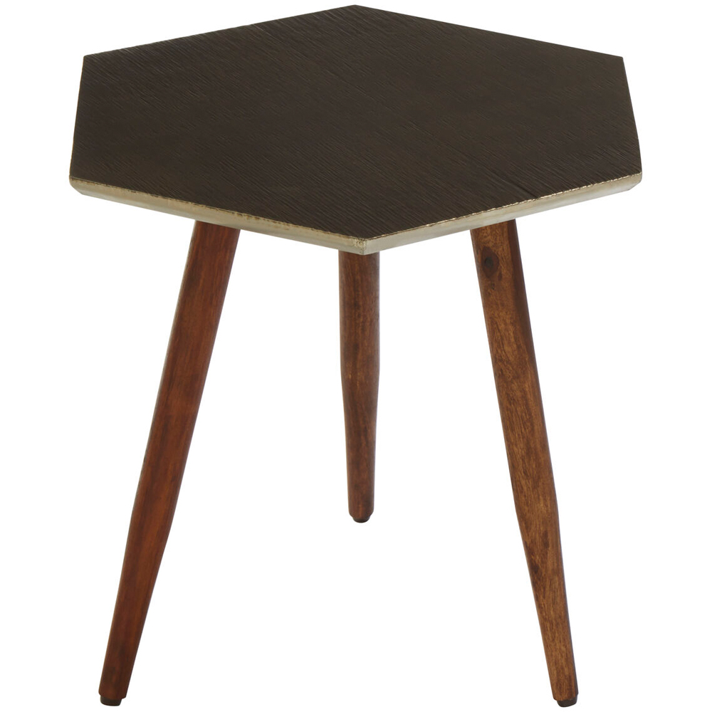 Premier Housewares Boho Wooden Hexagonal Side Table Image 2