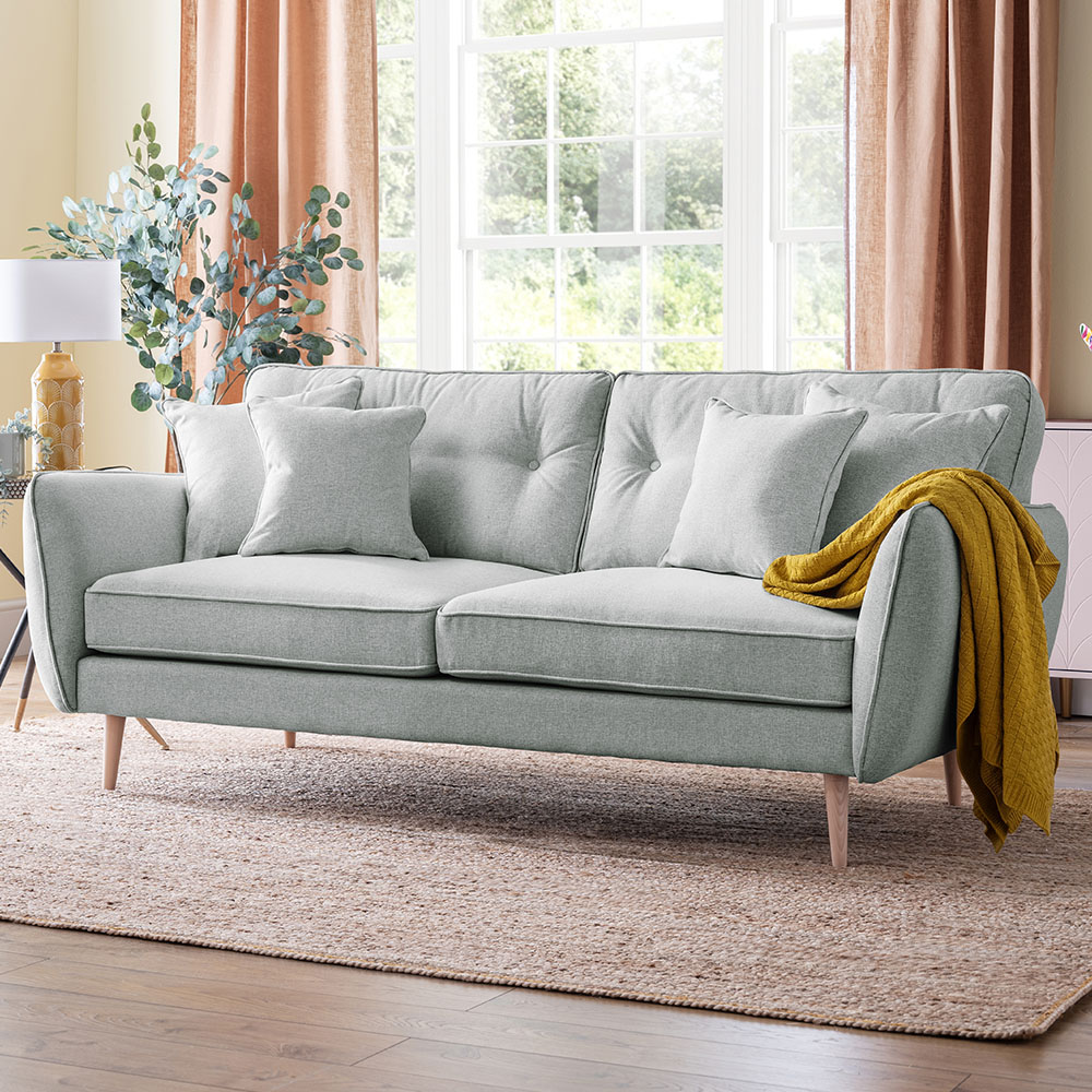 Opry Faro 3 Seater Button Back Ashen Sofa Image 1