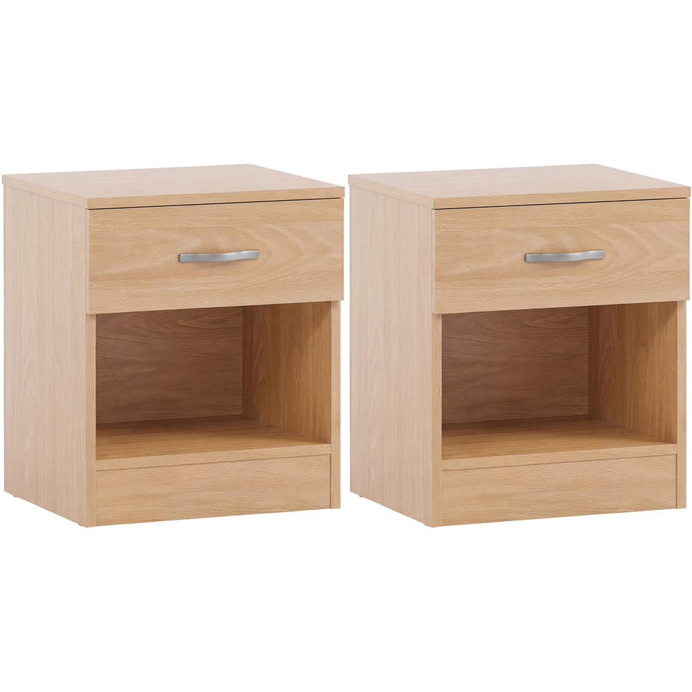 Vida Designs Riano Single Drawer Single Shelf Pine Melamine Finish Bedside Table Set of 2 Image 2