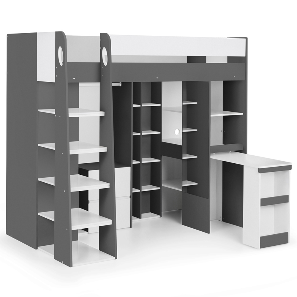 Julian Bowen Aurora Charcoal and White High Sleeper with Storage Wilko