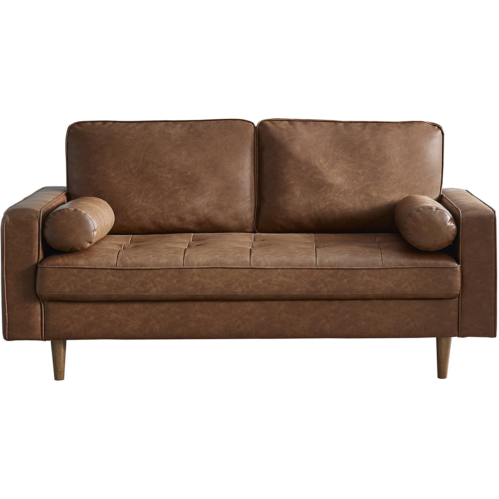 Julian Bowen Henley 3 Seater Brown Faux Leather Sofa Image 3