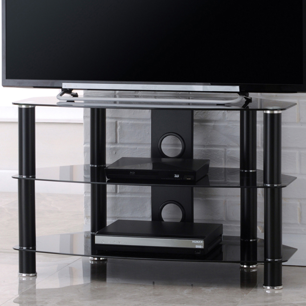 TTAP Vantage 2 Shelf Black TV Stand 800mm Image 1