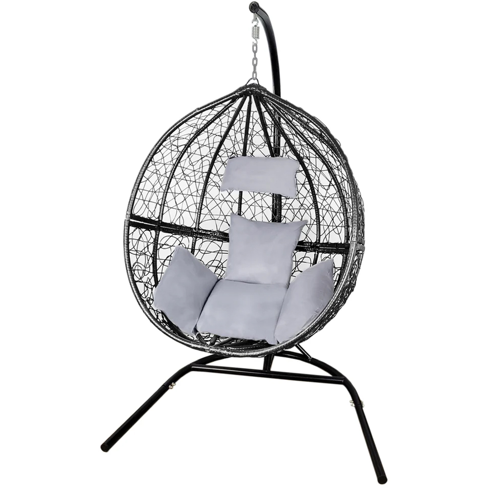 MonsterShop Black Rattan Egg Chair with Cushions Image 2