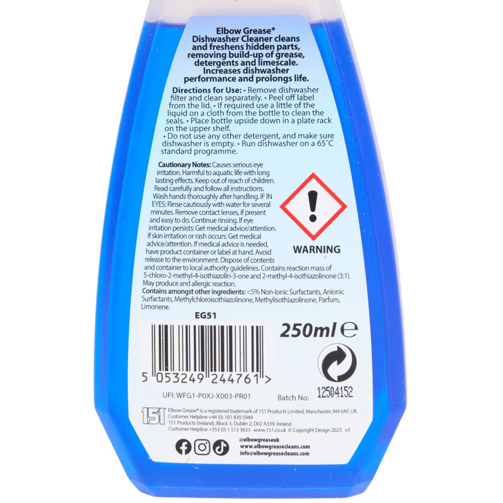 Elbow Grease Lemon Fresh Dishwasher Cleaner 250ml Image 3