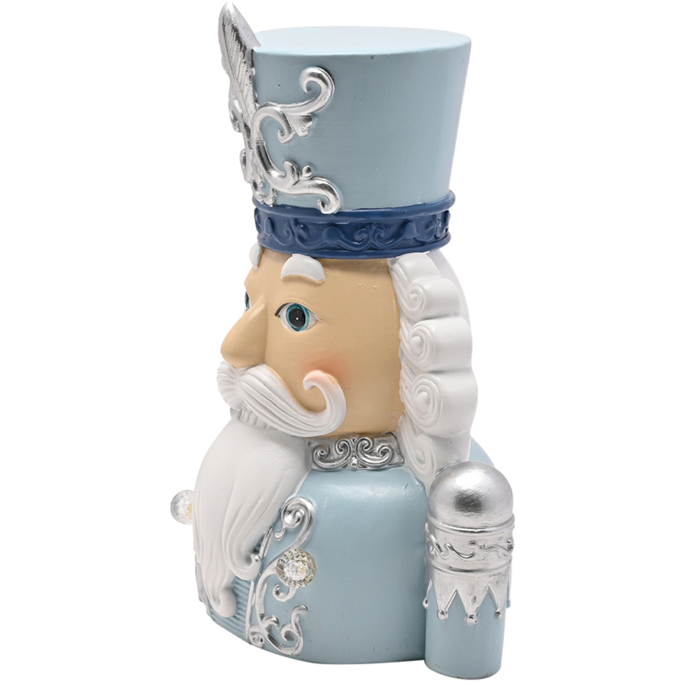 The Seasonal Gift Co Blue and White Light Up Nutcracker Bust Decoration 22cm Image 3