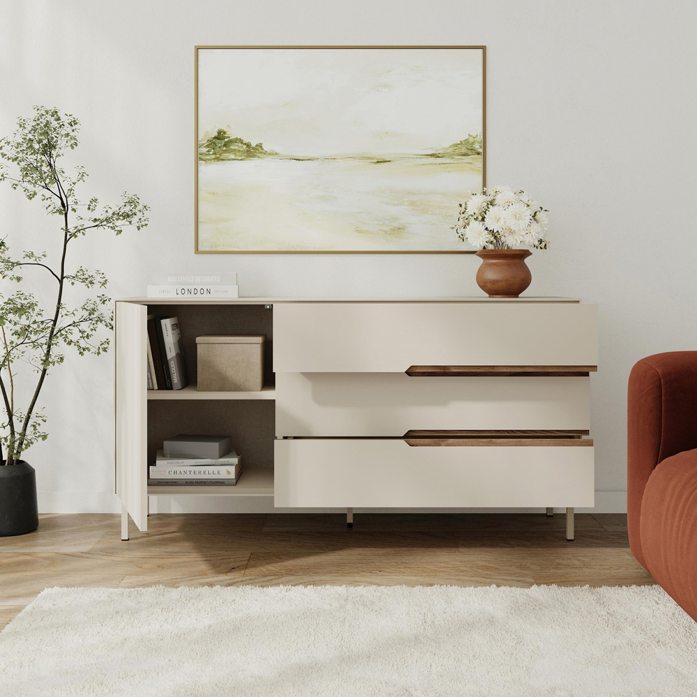 Decortie Arch Single Door 3 Drawer Sandstone Console Table Image 6
