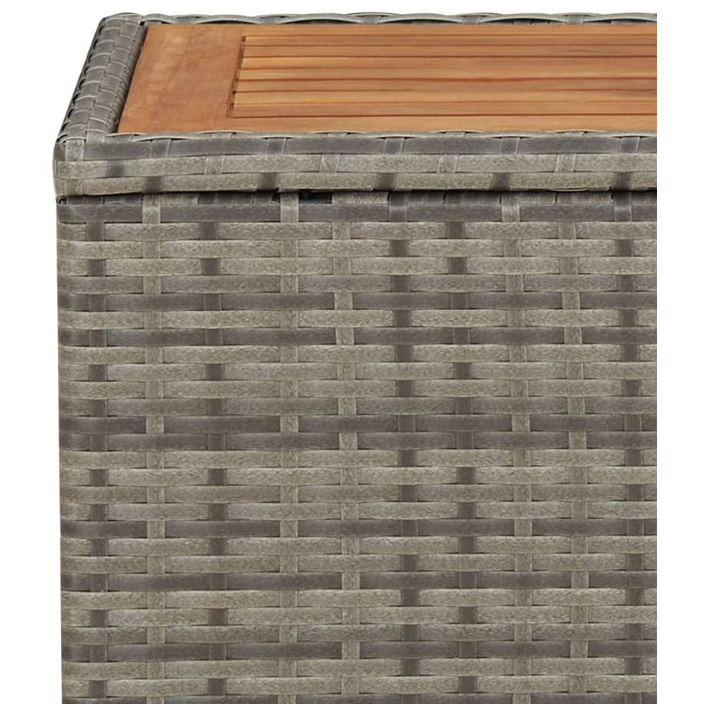 vidaXL Grey Polyrattan and Solid Acacia Wood Tea Table Image 5