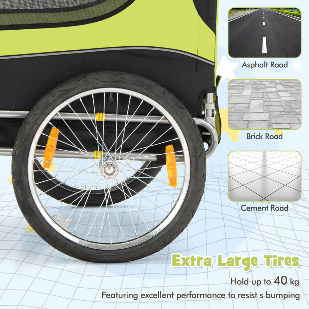 Costway Green Foldable Pet Bike Trailer Image 6