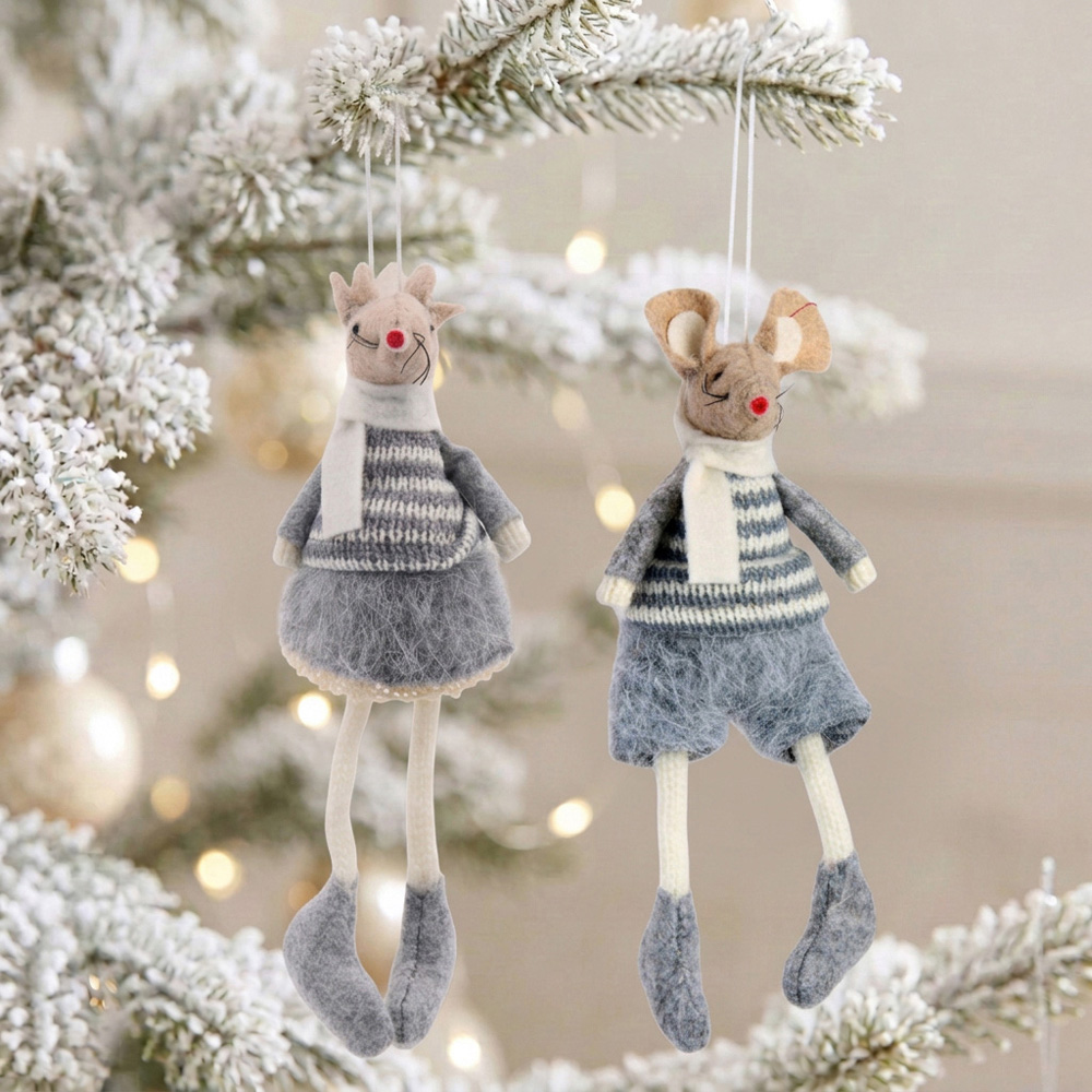 Grey Scandi Mouse Hanging Decoration Image 2