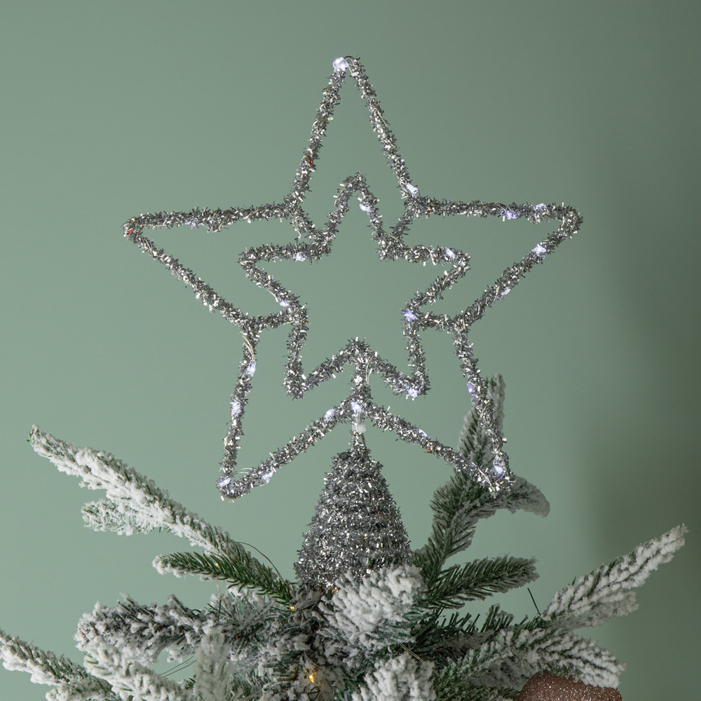 Samuel Alexander White Multi-Function LED Silver Star Christmas Tree Topper 28cm Image 2