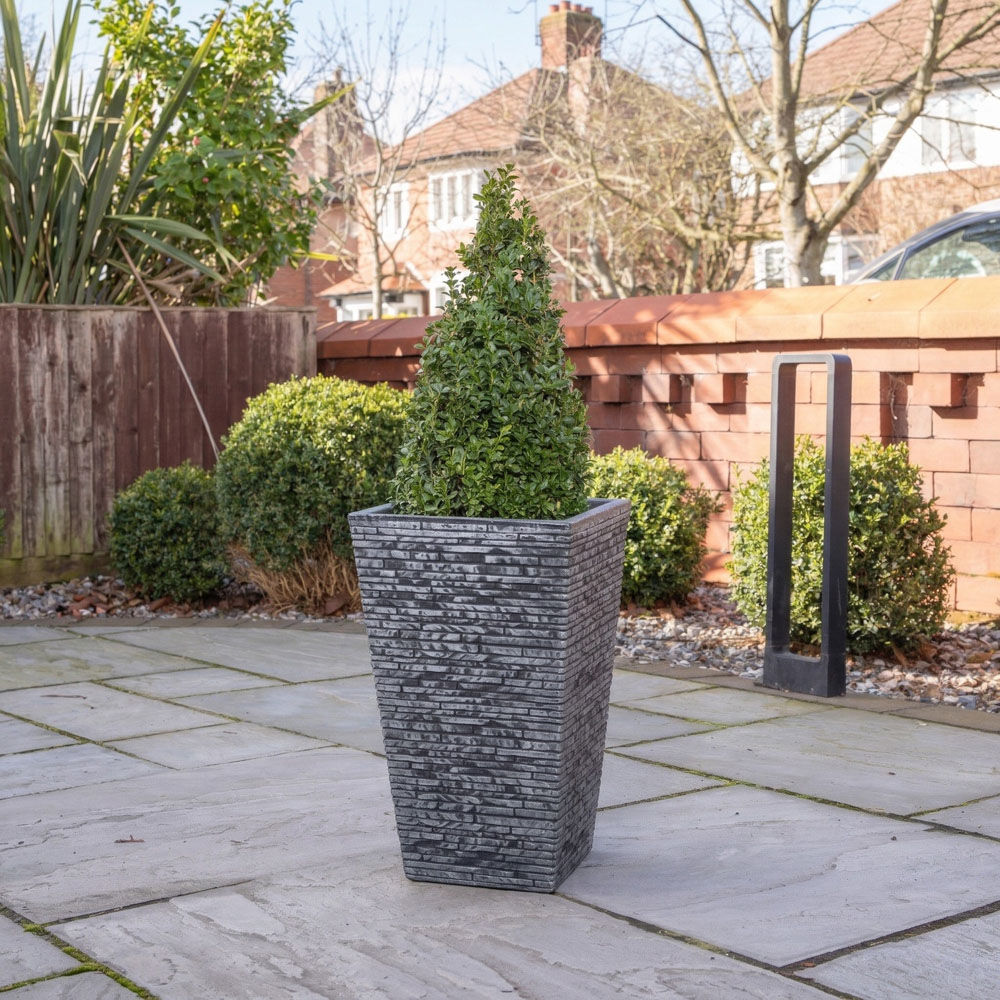 Samuel Alexander Dark Grey Large Square Plastic Slate Effect Garden Planter 30 x 45cm Image 4