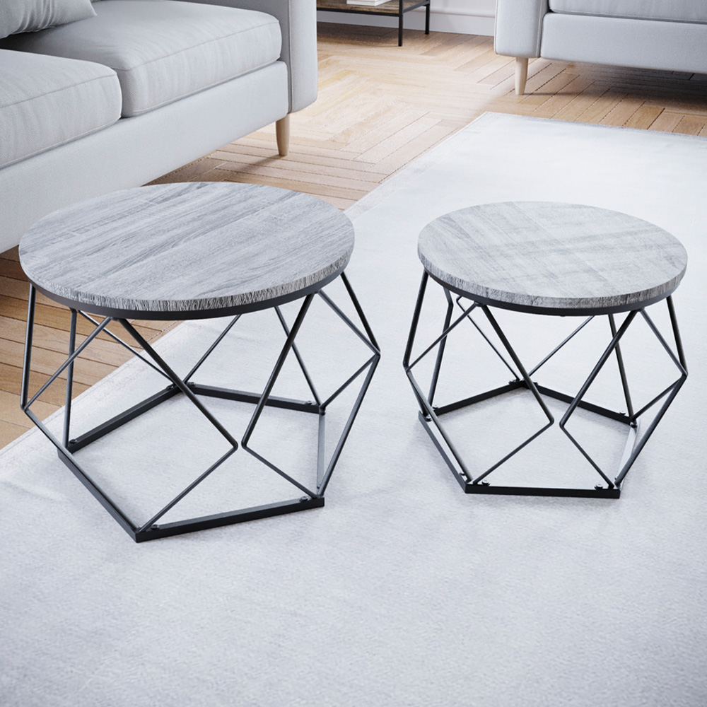 Vida Designs Brooklyn Grey Nest of Tables Set of 2 Image 1
