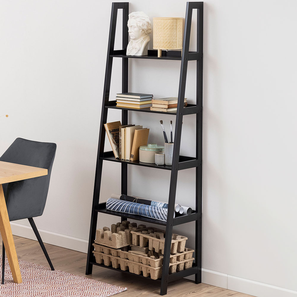 Florence Wally 5 Shelf Black Bookcase Image 1