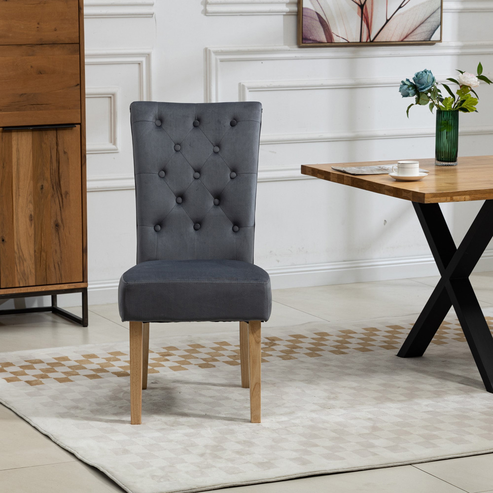 Artemis Home Pienza Set of 2 Grey Velvet Dining Chairs Image 2