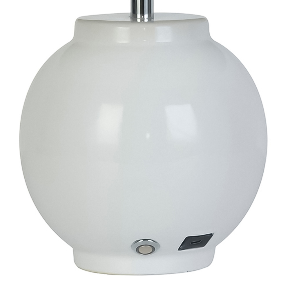 Lighting Collection Kern White Ceramic Rechargeable LED Table Lamp Image 3